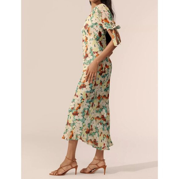 By Anthropologie Short-Sleeve V-Neck Slip Midi Dress 2X - Picture 4 of 4